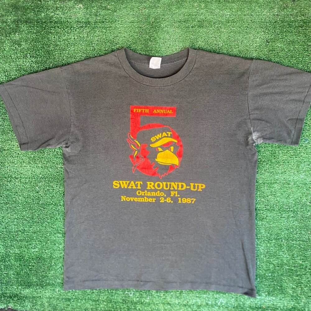 Vintage 80s SWAT Police T-Shirt Orlando Sun Faded Punk Tee